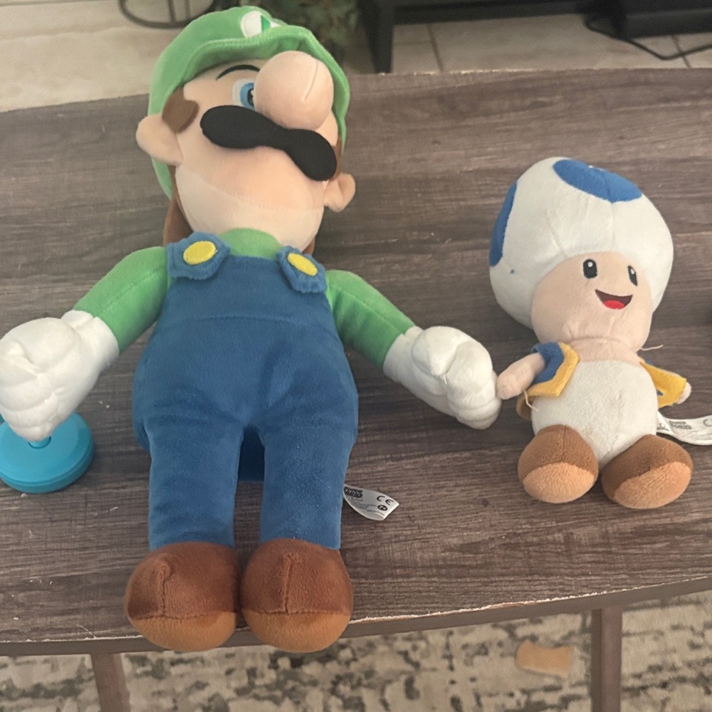 Nintendo Luigi and Toad Plush Toys - Green and Blue
